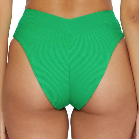 Becca Modern Edge Elise Banded High Waist Bikini bottom green - S - Picture 2 of 11